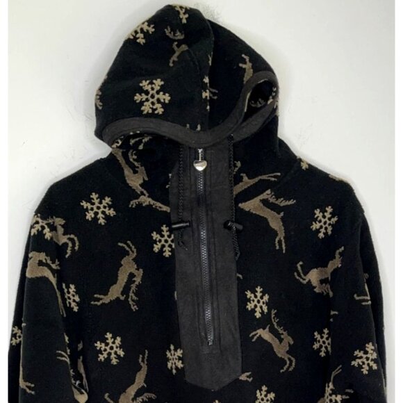 Vintage Obermeyer Fleece Sherpa Hooded Half Zip Pullover Top Size M - Picture 2 of 6